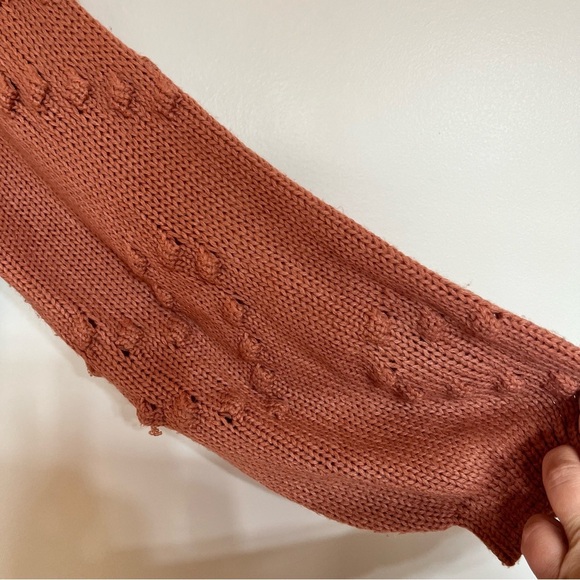 Women’s Simplee Open Knit Cardigan Dark Orange Like Color - Picture 3 of 5